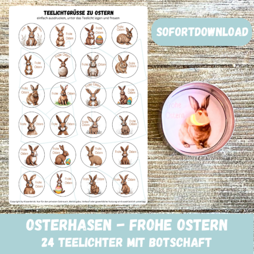 Teelicht mit Botschaft - Osterhasen