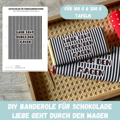 Banderole für Schokolade - Liebe geht durch den Magen