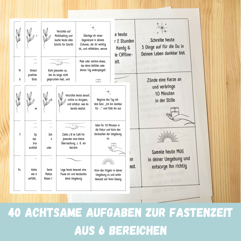 achtsamer Kalender Fastenzeit - 40 Tage Fasten - Digitaler Download PDF