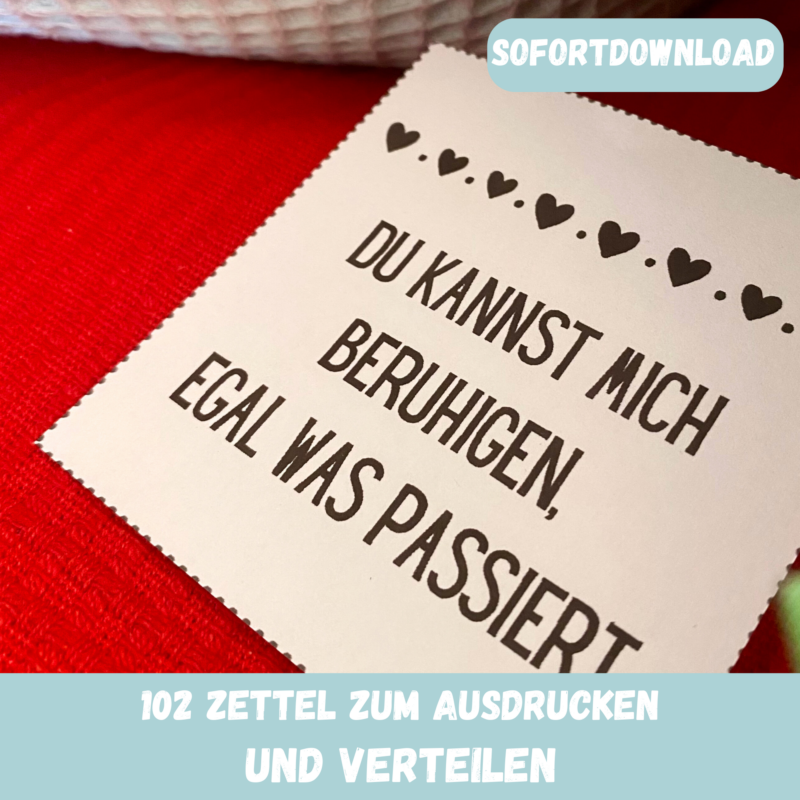 100 Gründe warum ich Dich liebe, Bastelvorlage für Liebesbeweise, Geschenk zum Valentinstag, Digitaler Download PDF