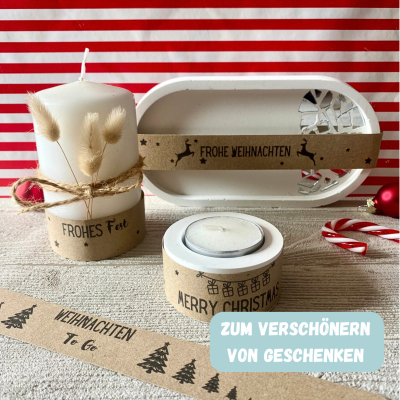 PDF Bastelvorlage Banderolen zu Weihnachten, für Geschenkverpackungen - Download