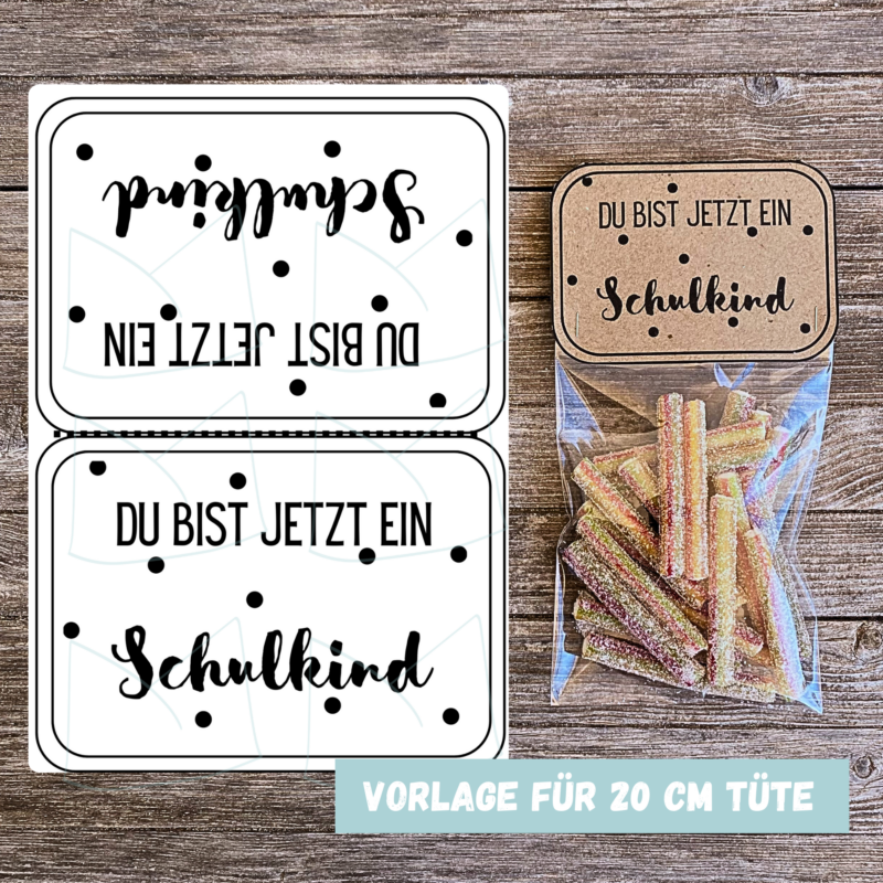 Bastelvorlage Geschenktüte, Tütenklappe - Schulkind- 3 Größen - Digitaler Download PDF