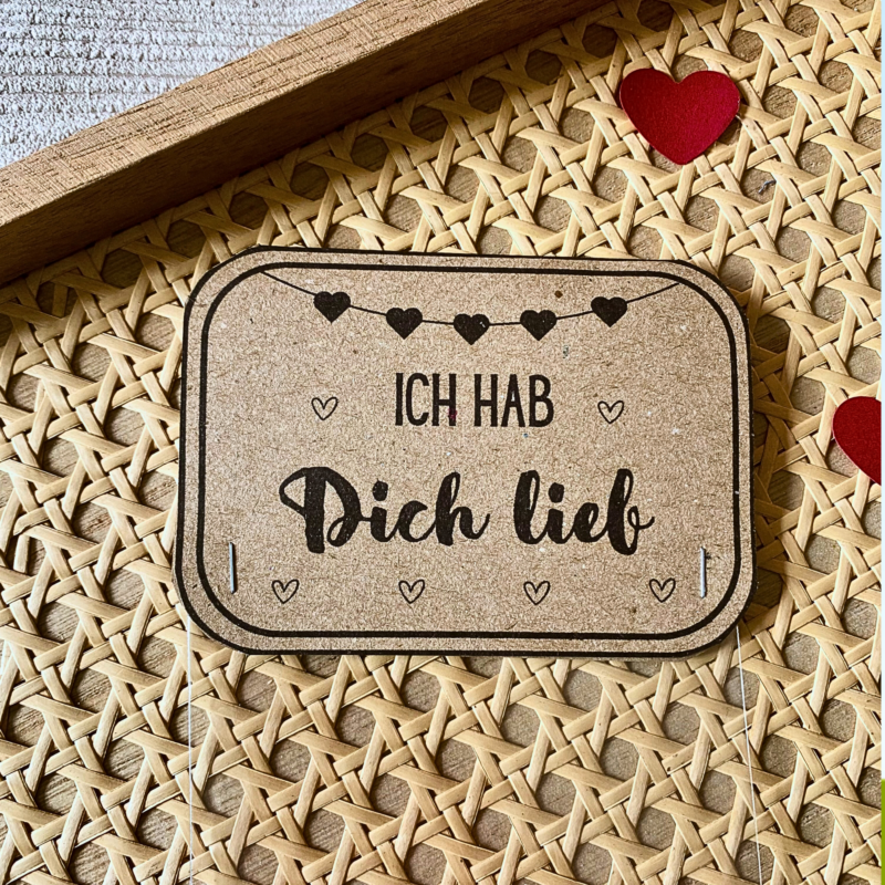 Bastelvorlage Geschenktüte, Tütenklappe - Ich hab Dich lieb - Digitaler Download PDF