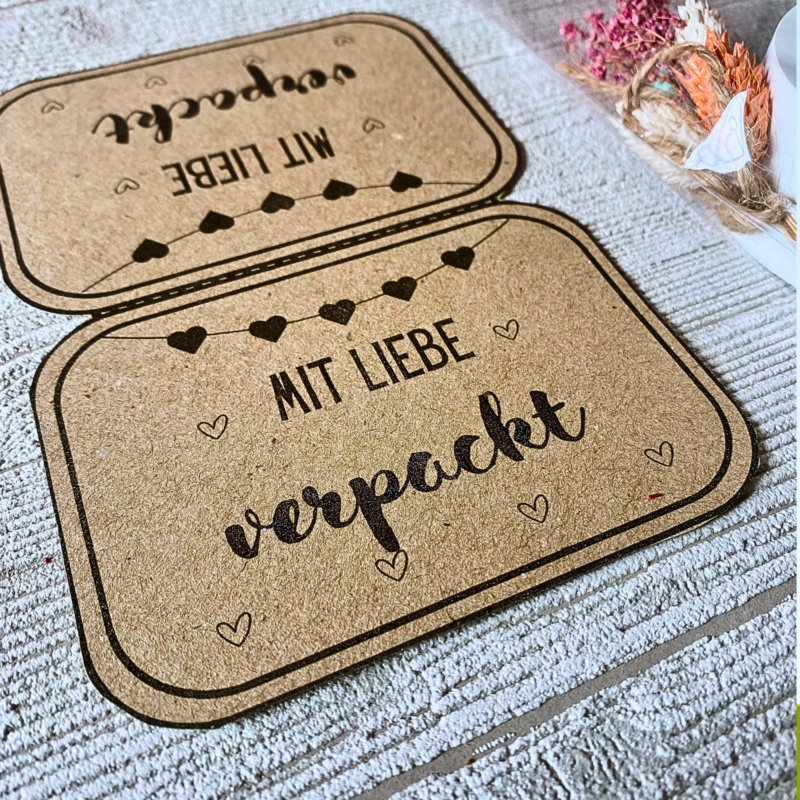 Bastelvorlage Geschenktüte, Tütenklappe - Mit Liebe verpackt - 3 Größen - Digitaler Download PDF