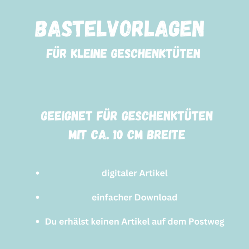 Bastelvorlage Geschenktüte, Tütenklappe - Ich hab Dich lieb - Digitaler Download PDF