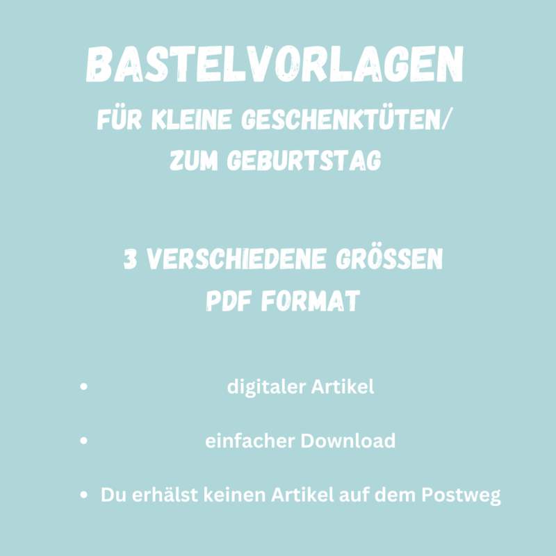 Bastelvorlage Geschenktüte, Tütenklappe - Happy Birthday, lass Dich feiern - 3 Größen - Digitaler Download PDF