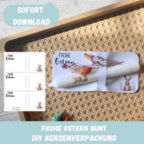 Kerzenverpackung Frohe Ostern Bunt