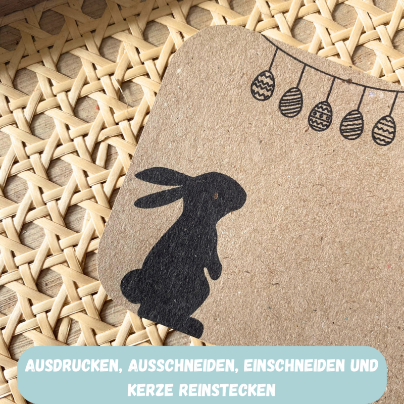 Kerzenverpackung Frohe Ostern Eiergirlande & Osterhase