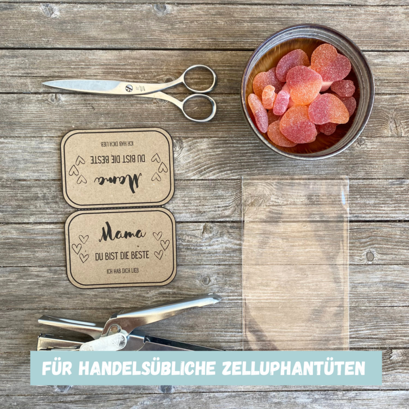 Bastelvorlage Geschenktüte, Tütenklappe - Mama, Du bist die Beste - 3 Größen - Geschenk zum Muttertag, Digitaler Download PDF