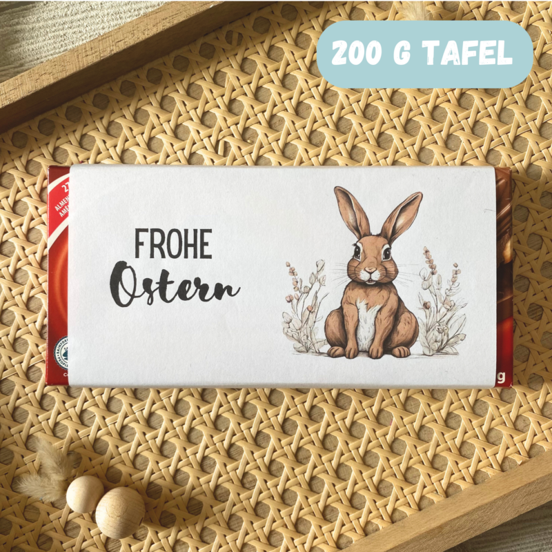 Schokoladenbanderole Frohe Ostern Osterhase 200g