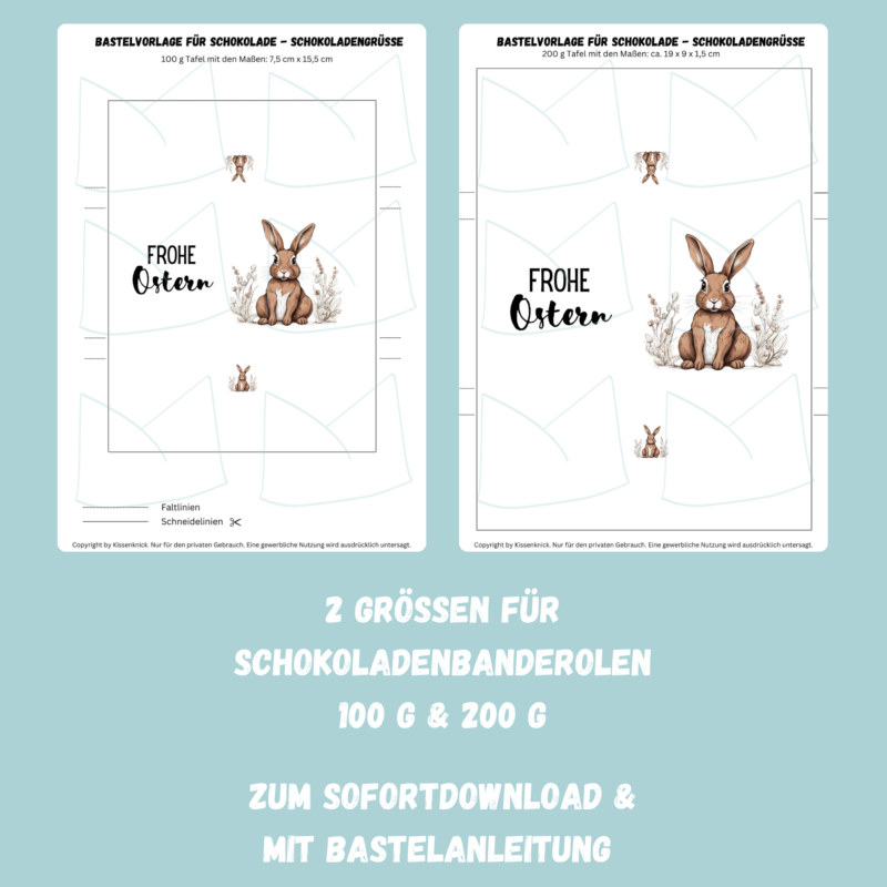 Schokoladenbanderole Frohe Ostern Osterhase 100 & 200g