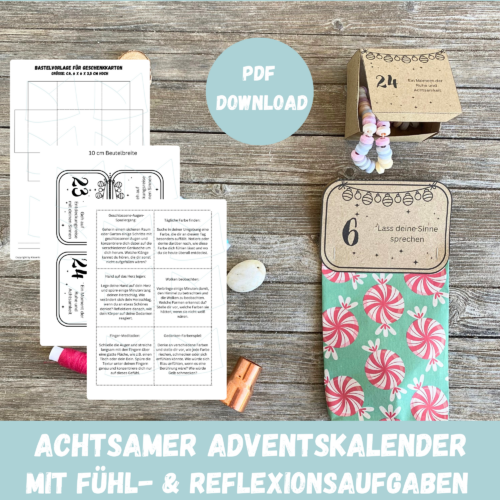 achtsamer Kalender für die Sinne- 24 Fühl- und Reflexion Aufgaben, DIY-Kalender für Erwachsene & Kinder - Digitaler Download PDF