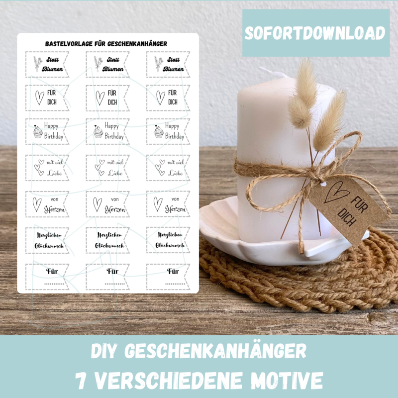 Geschenkanhänger Bastelvorlage für verschiedene Anlässe, Anhänger, Etiketten für Geschenke - PDF Download