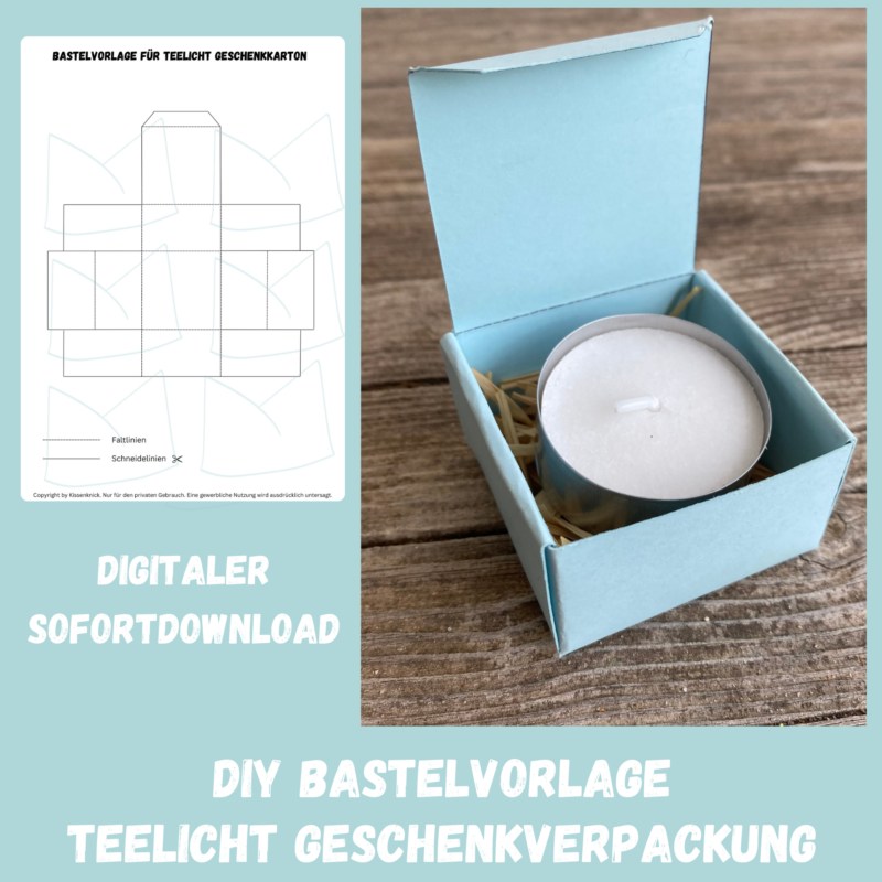 aGeschenkkarton/ Verpackung für Teelichter, blanko - Bastelvorlage zum selber basteln - Download