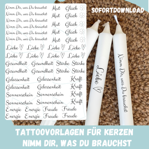 Kerzentattoo Vorlage Köln - Nimm Dir was Du brauchst - DIY Druckvorlage - Download