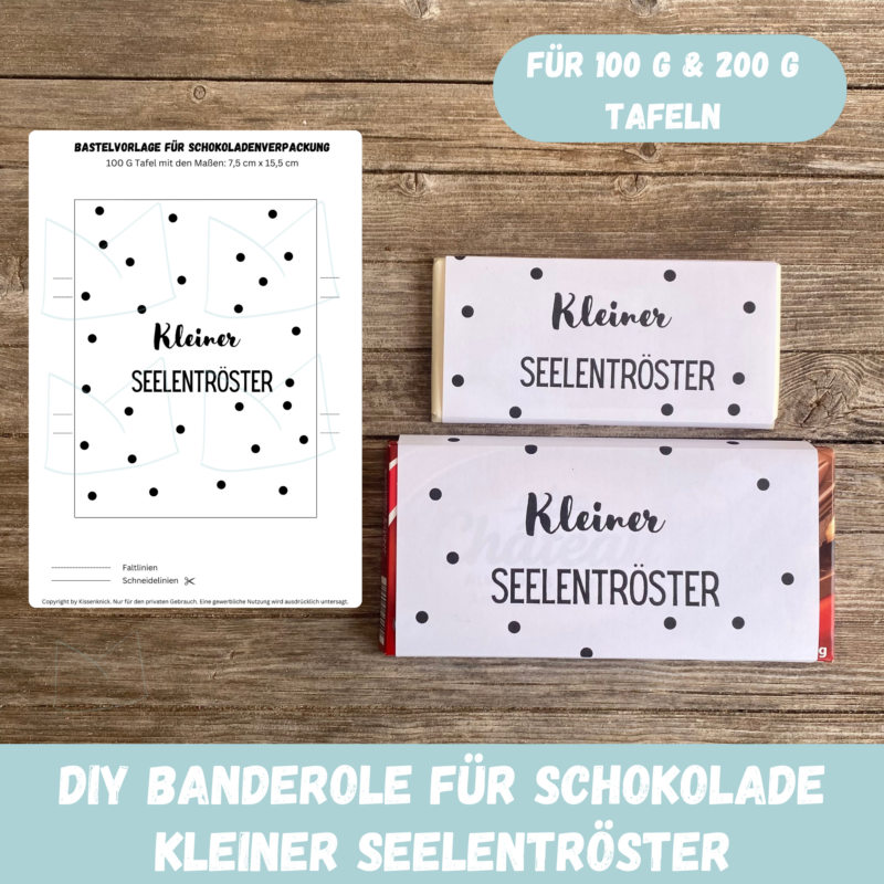 Kleiner Seelentröster, Verpackung für Schokolade 100 g & 200 g Tafeln - Digitaler Download - PDF