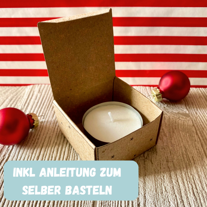 Geschenkkarton/ Verpackung für Teelichter, Frohe Weihnachten - Bastelvorlage zum selber basteln - Download