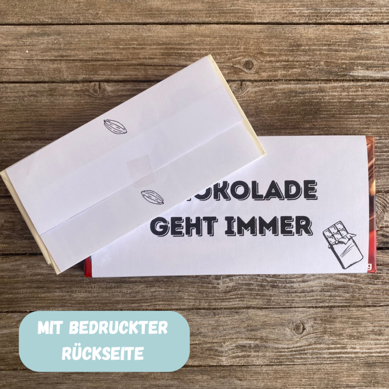 Schokolade geht immer, Verpackung für Schokolade 100 g & 200 g Tafeln - Digitaler Download - PDF