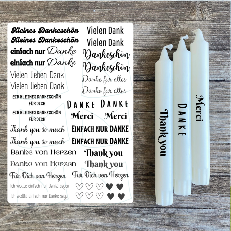 Kerzentattoo Vorlage Kleines Dankeschön, Danke sagen - für Kerzen - DIY Druckvorlage - Download