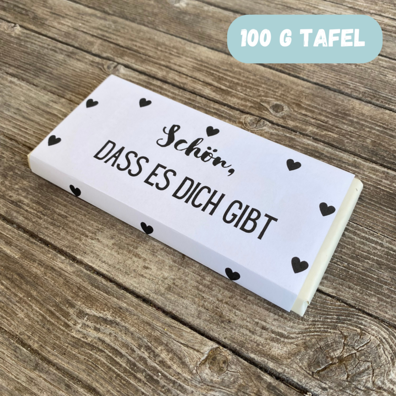 Schön, dass es Dich gibt, Verpackung für Schokolade 100 g & 200 g Tafeln - Digitaler Download - PDF