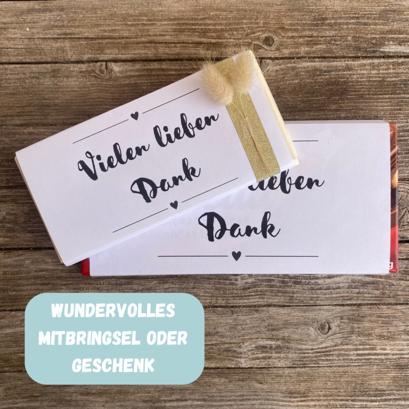 Vielen Dank, Schokoladenbanderole, Verpackung für Schokolade 100 g & 200 g Tafeln - Digitaler Download - PDF