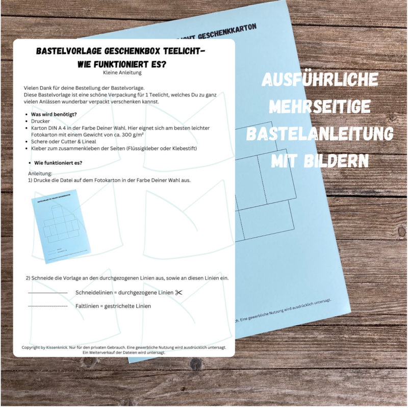 Geschenkkarton/ Verpackung für Teelichter, blanko - Bastelvorlage zum selber basteln - Download