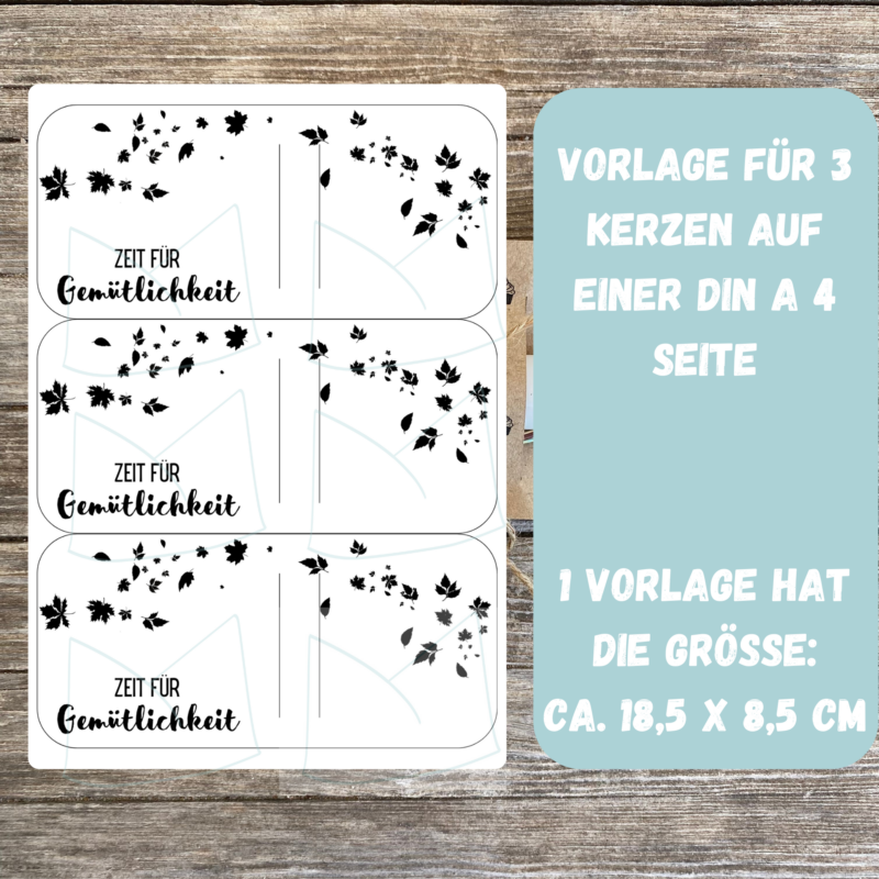 Zeit für Gemütlichkeit - Kerzenverpackung für Stabkerzen & andere Kleinigkeiten - Druckvorlage zum selber basteln - Download