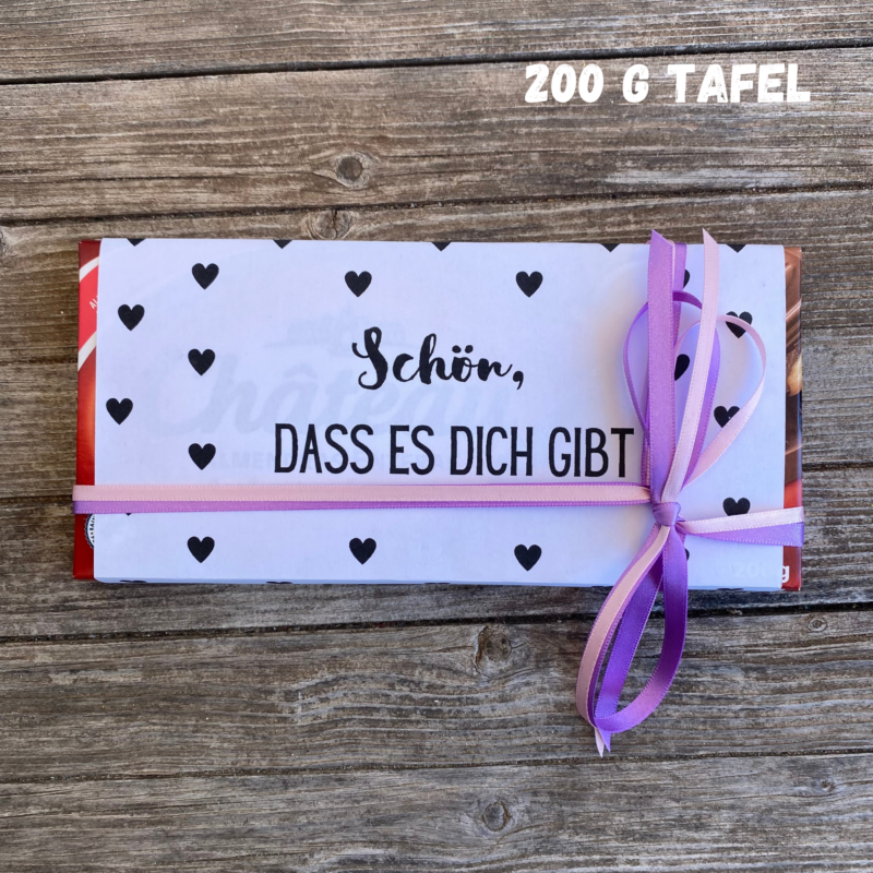 Schön, dass es Dich gibt, Verpackung für Schokolade 100 g & 200 g Tafeln - Digitaler Download - PDF