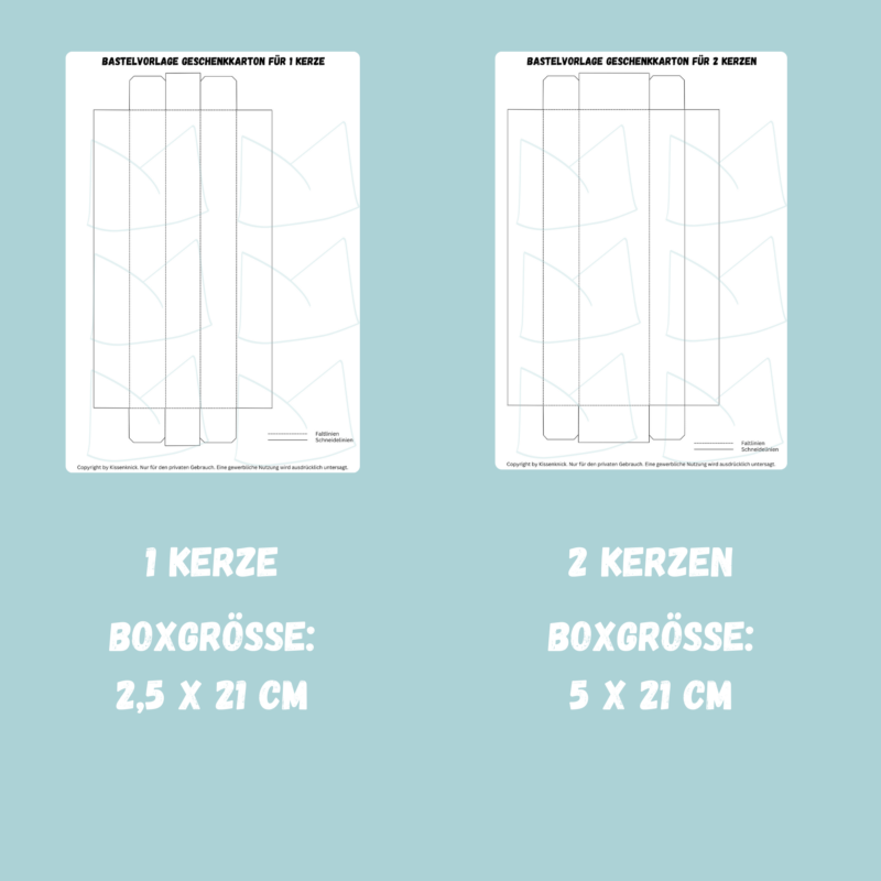 Geschenkkarton/ Kerzenverpackung für Stabkerzen , Verpackung für 1 oder 2 Kerzen - Bastelvorlage zum selber basteln - Download