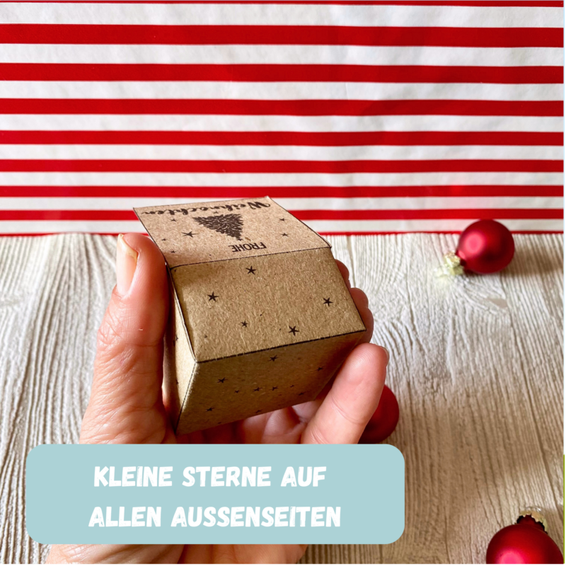 Geschenkkarton/ Verpackung für Teelichter, Frohe Weihnachten - Bastelvorlage zum selber basteln - Download