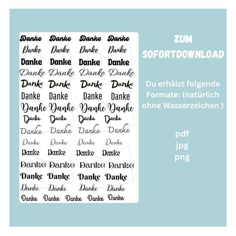 Kerzentattoo Vorlage Danke, verschiedene Schriften - Druckvorlage zum selber basteln - Download