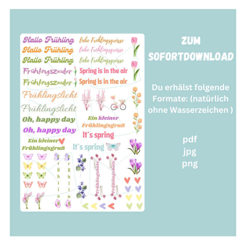 Kerzentattoo Vorlage Frühling, Frühlingsgruß - für Stabkerzen - DIY Druckvorlage - Download