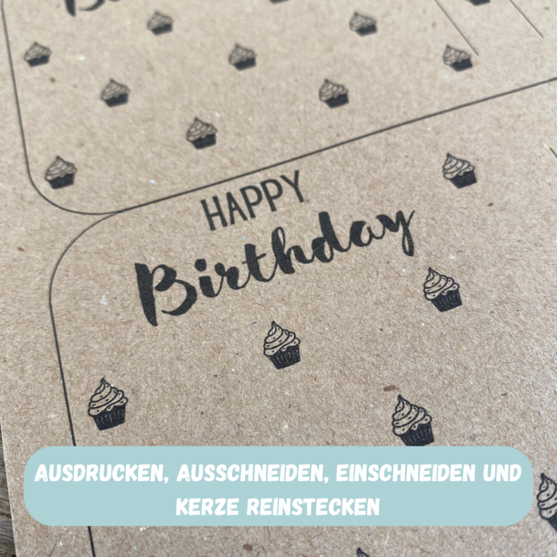 Happy Birthday - Kerzenverpackung für Stabkerzen & andere Kleinigkeiten - Druckvorlage zum selber basteln - Download