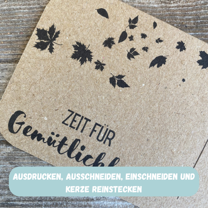 Zeit für Gemütlichkeit - Kerzenverpackung für Stabkerzen & andere Kleinigkeiten - Druckvorlage zum selber basteln - Download