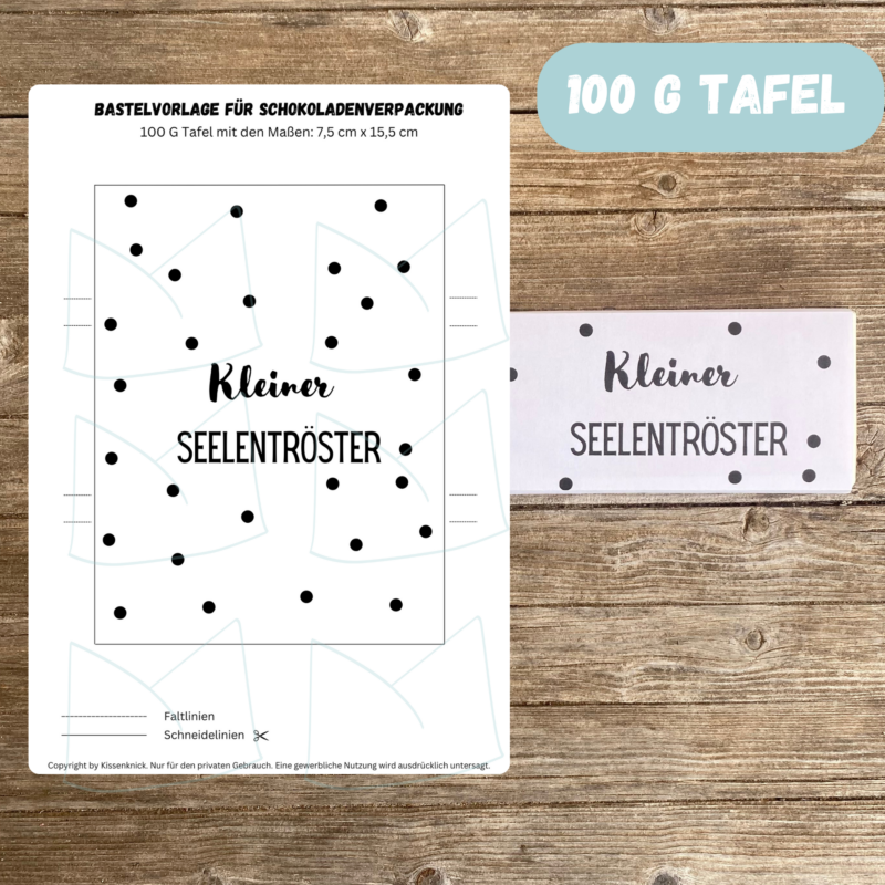 Kleiner Seelentröster, Verpackung für Schokolade 100 g & 200 g Tafeln - Digitaler Download - PDF