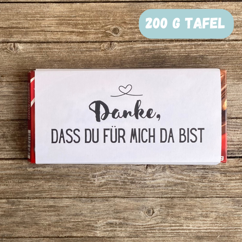 Danke, dass Du für mich da bist - Schokoladenbanderole, Verpackung für Schokolade 100 g & 200 g Tafeln - Digitaler Download - PDF