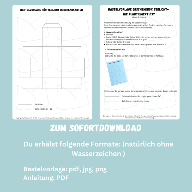 Geschenkkarton/ Verpackung für Teelichter, blanko - Bastelvorlage zum selber basteln - Download