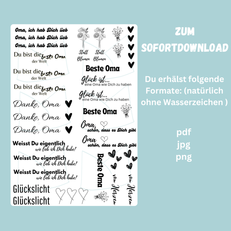 Kerzentattoo Vorlage - für Deine Oma - DIY Druckvorlage - Download