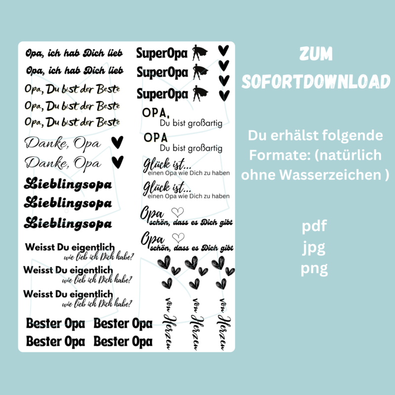 Kerzentattoo Vorlage - für Deinen Opa - DIY Druckvorlage - Download