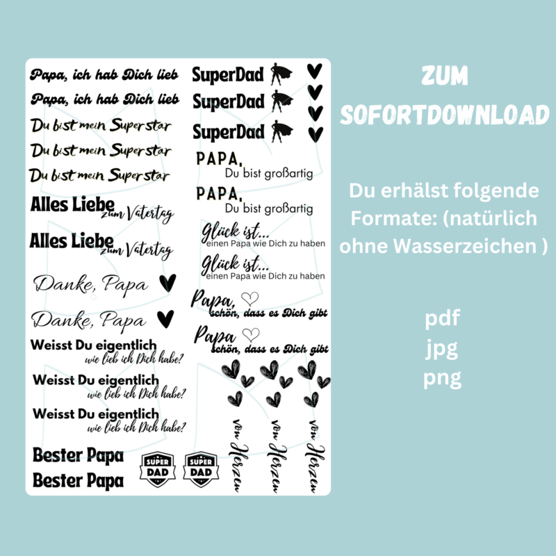 Kerzentattoo Vorlage - für Deinen Papa, Vatertag - DIY Druckvorlage - Download