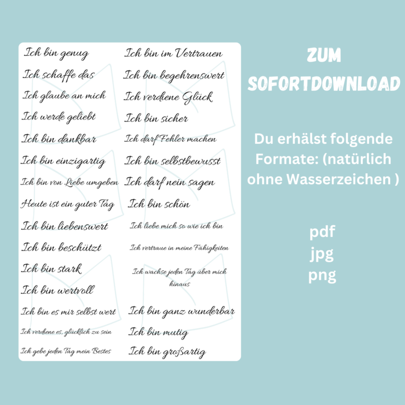 Kerzentattoo Vorlage Positive Affirmationen, Selbstliebe - Druckvorlage zum selber basteln - Download – Bild 6