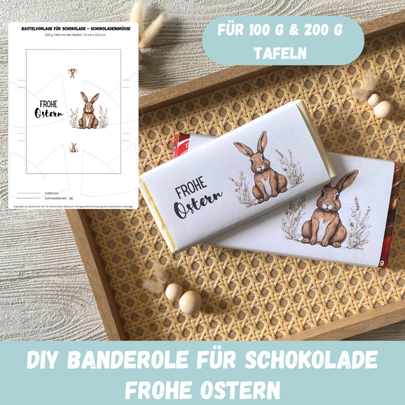 Schokoladenbanderole Frohe Ostern Osterhase 100 & 200g