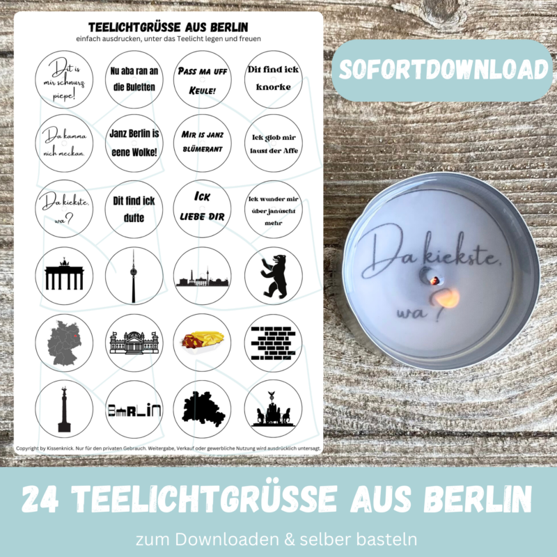 Teelicht mit Botschaft aus Berlin - Bastelvorlage, Digitaler Download