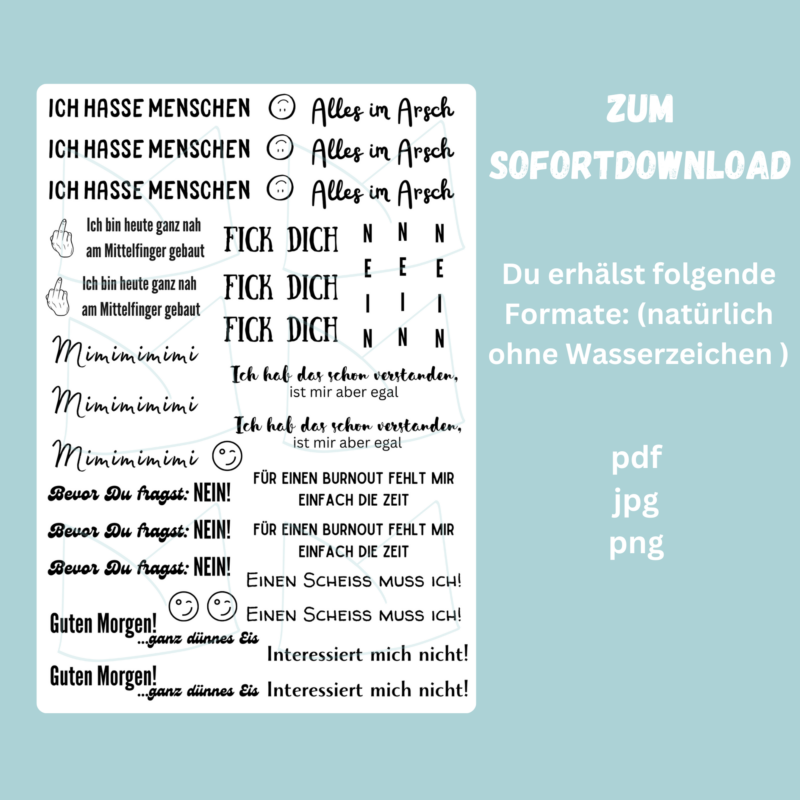 Kerzentattoo Vorlage - mit ironischen & sarkastischen Sprüchen - für Stabkerzen - DIY - Download