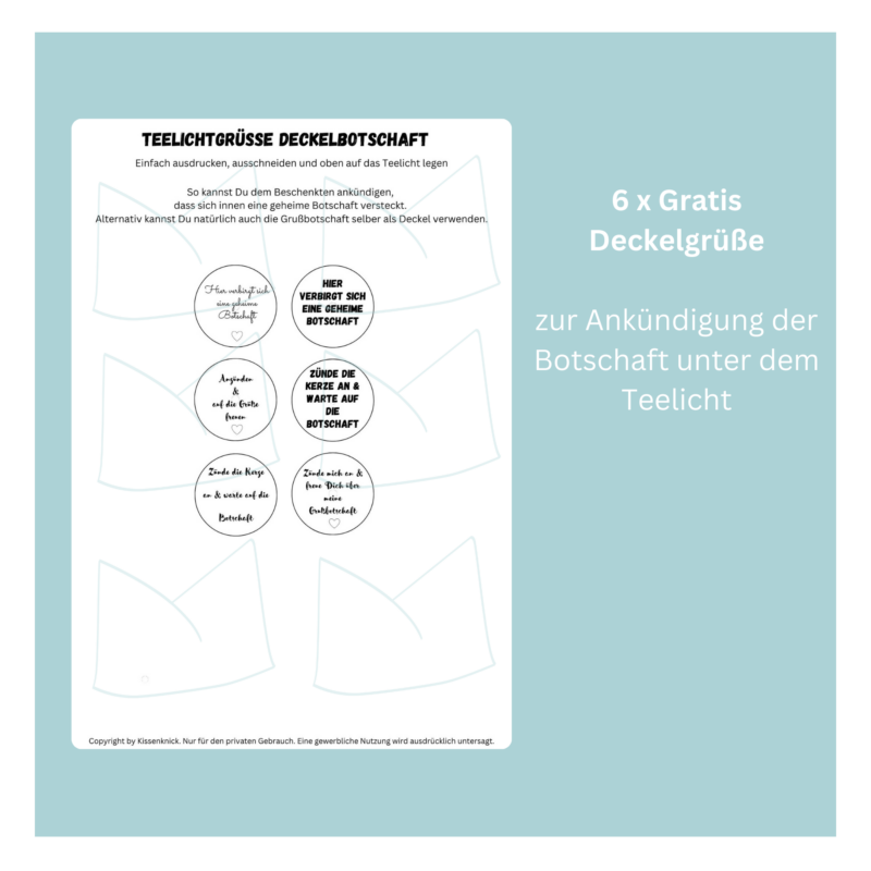 6 Motive gratis Deckelbotschaft